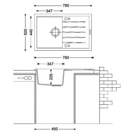 Кухонная мойка Fabiano Classic 78x50 Beige A-24